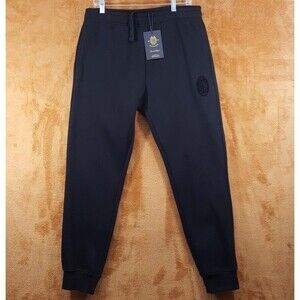 AC MILAN Sweatpants Mens XL Black Pull On Fleece Jogger Back Pocket Logo $125